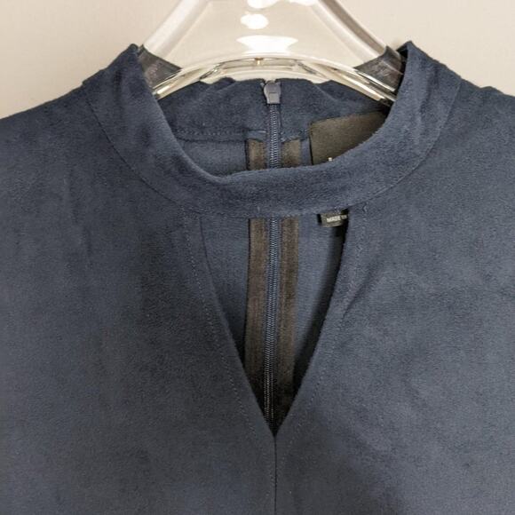 Lysse Navy Blue Sleevless Faux Suede Cutout Mini Dress Size M - Picture 7 of 10